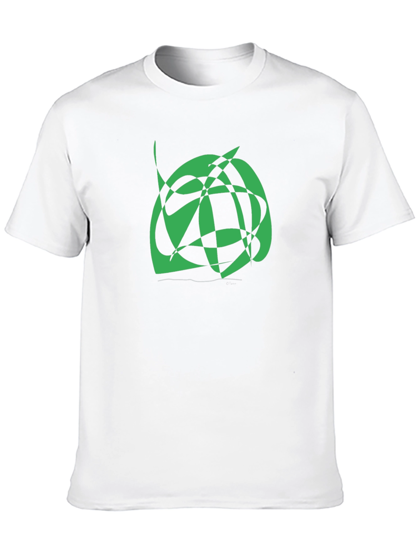 Abstract Green Graphic Print Black Tee