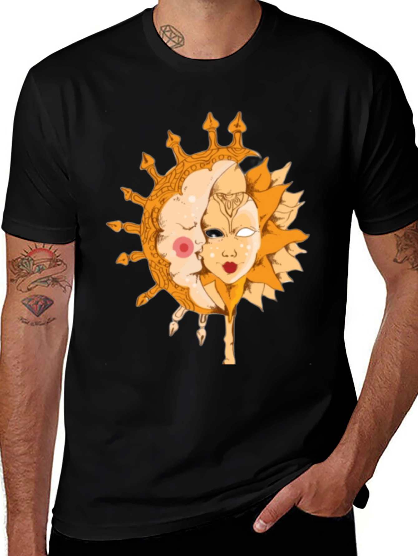 Sun and Moon Graphic Tee - Celestial Design