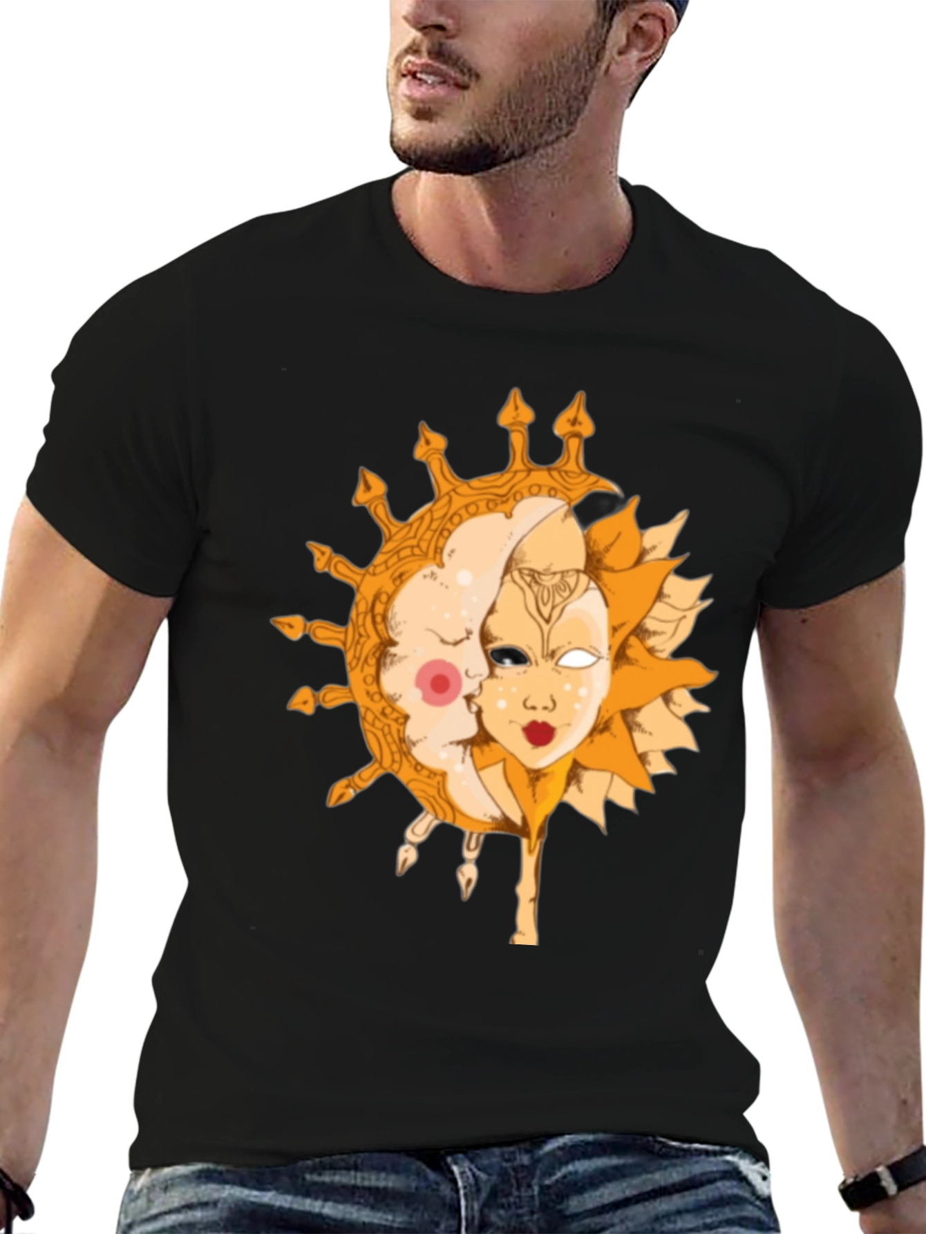Sun and Moon Graphic Tee - Celestial Design