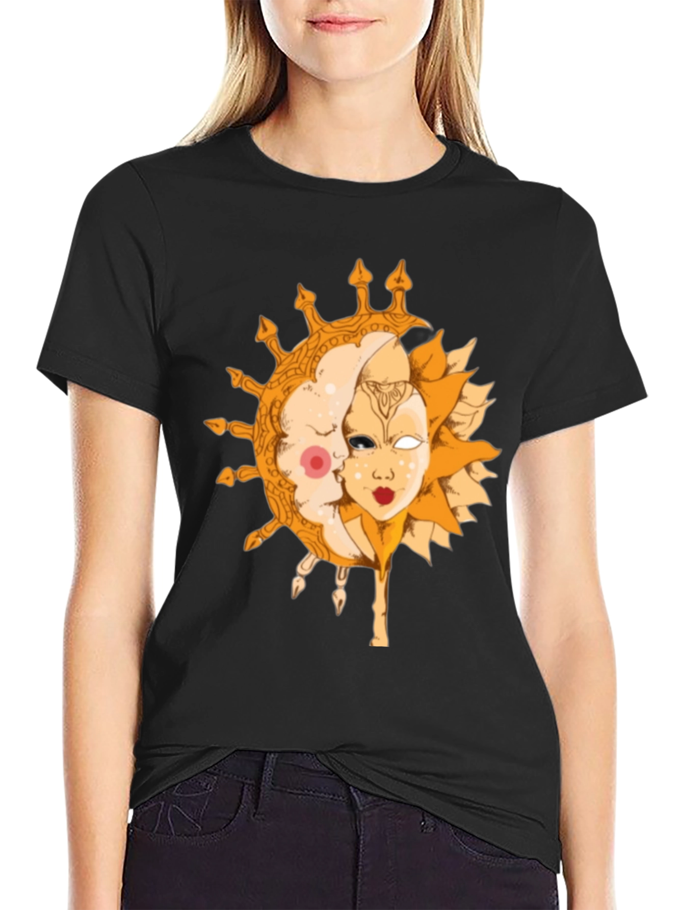 Sun and Moon Graphic Tee - Celestial Design