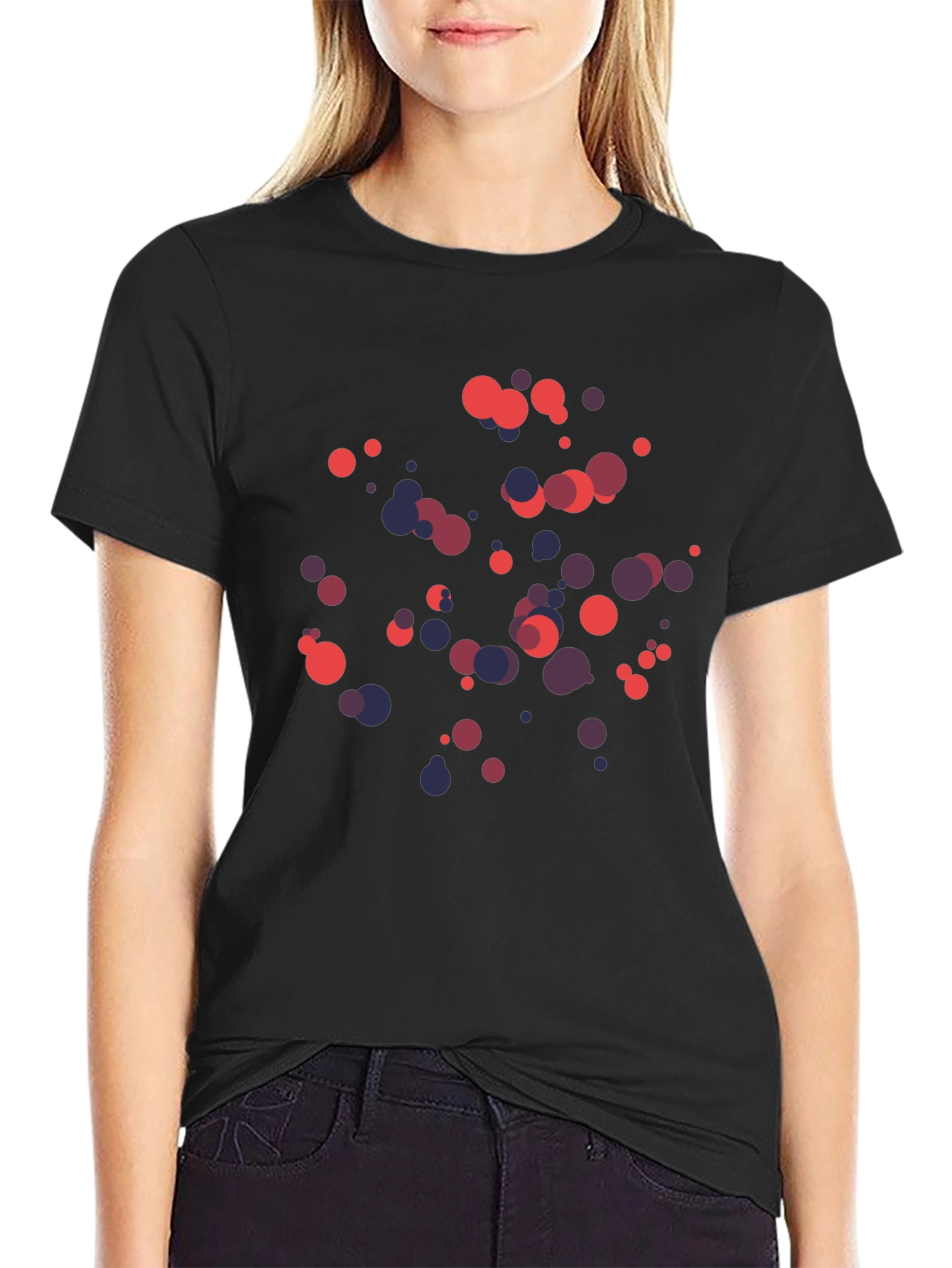 Abstract Dots Graphic Print Black T-Shirt