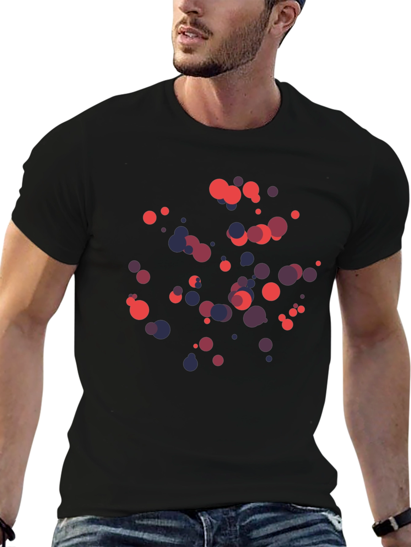 Abstract Dots Graphic Print Black T-Shirt