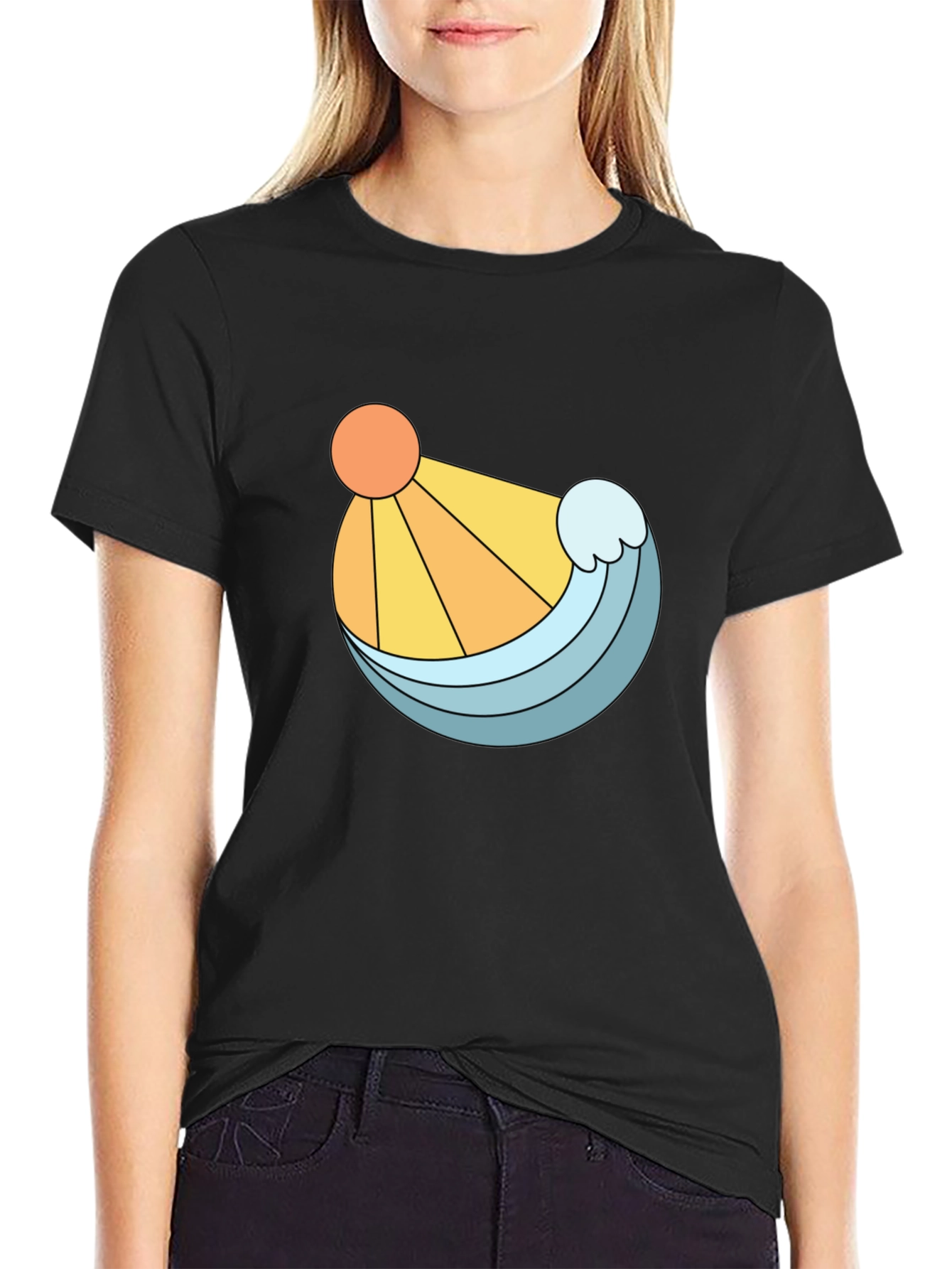 Sun & Wave Graphic Black T-Shirt