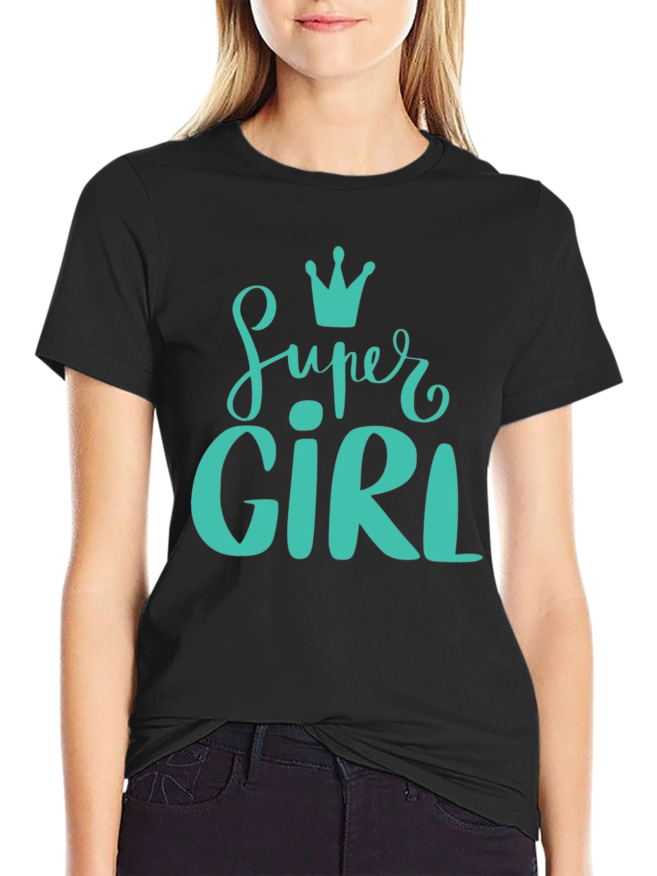 Super Girl Graphic T-Shirt - Black Cotton Tee