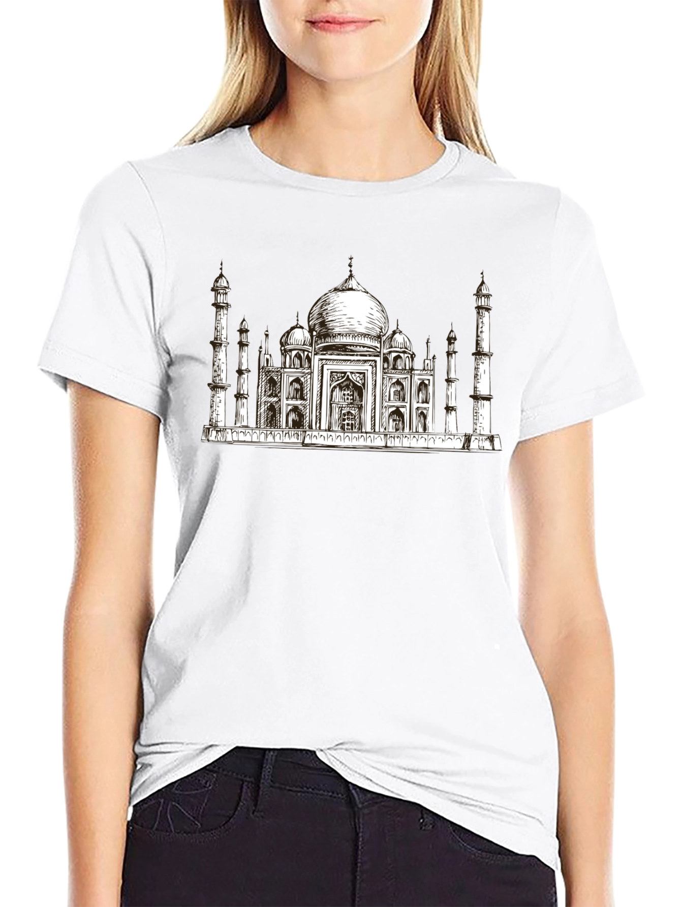Taj Mahal Graphic Print Black T-Shirt