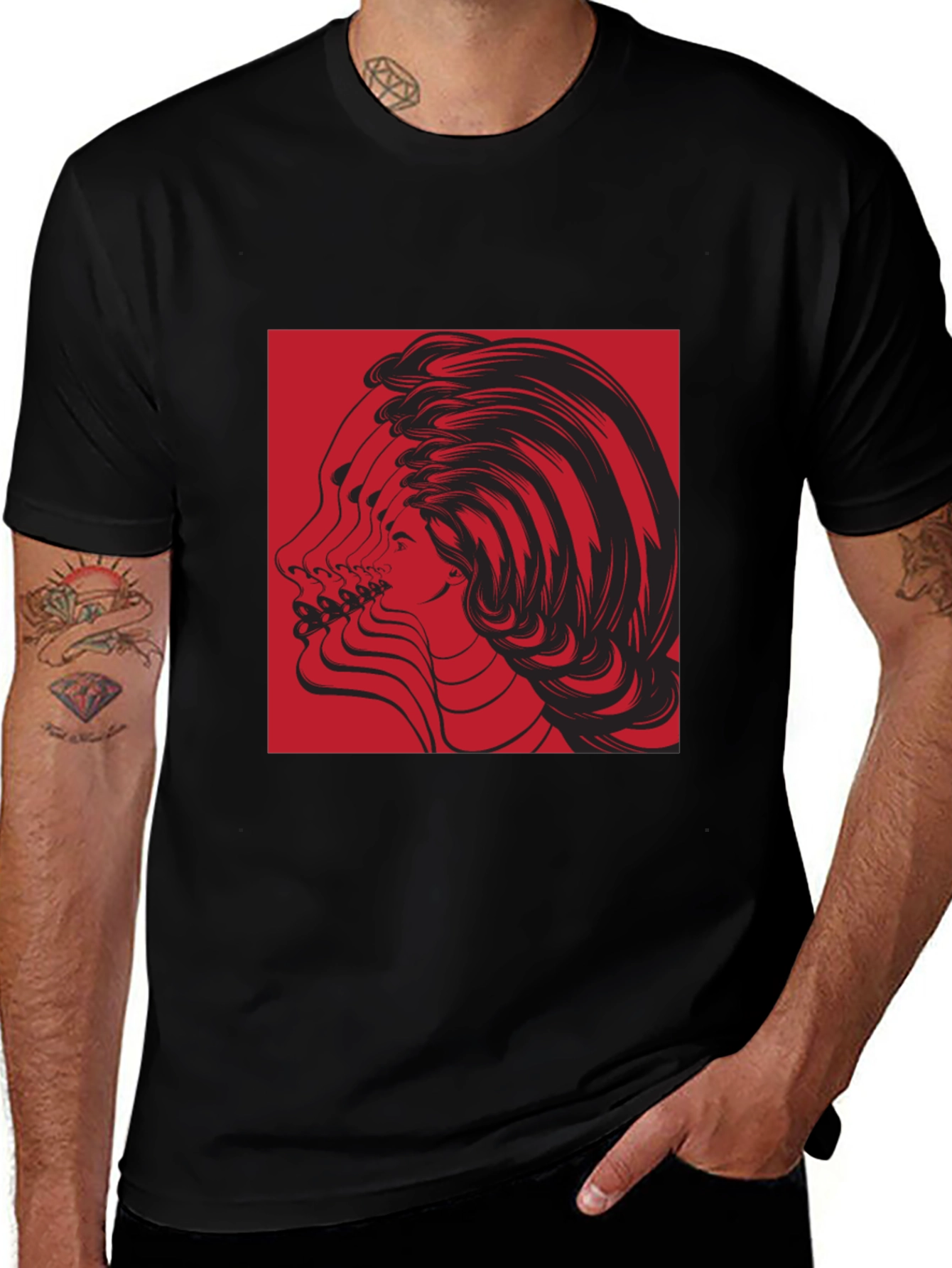 Abstract Portrait Graphic Tee - Black Unisex T-Shirt