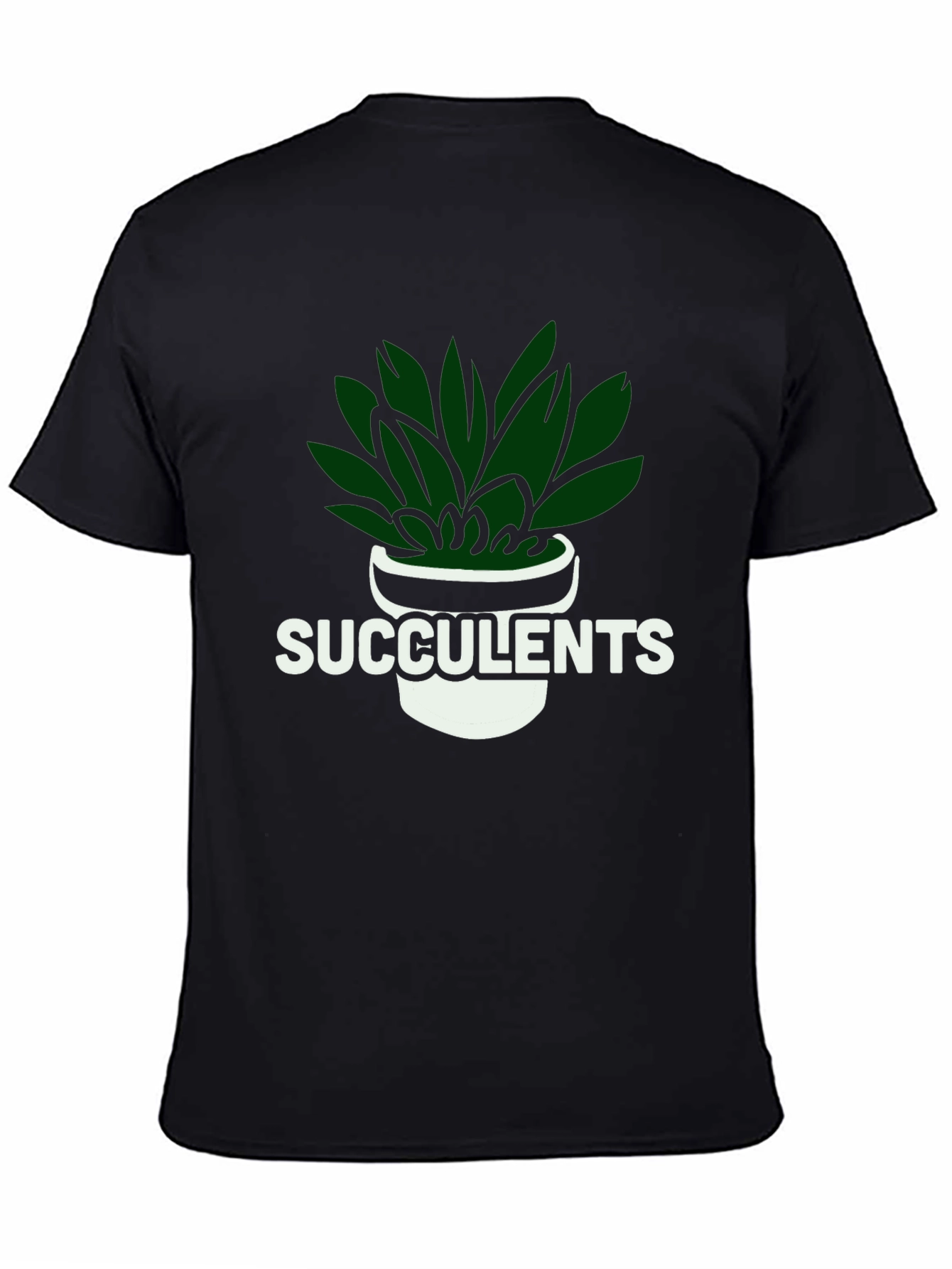 Succulents Graphic Tee - Black Cotton T-Shirt