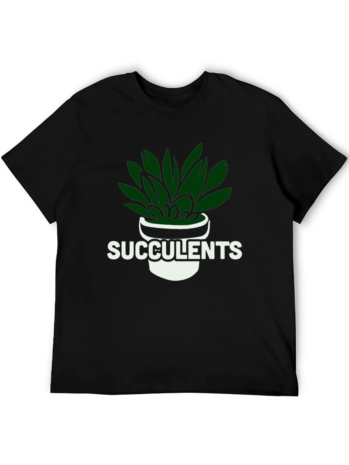 Succulents Graphic Tee - Black Cotton T-Shirt