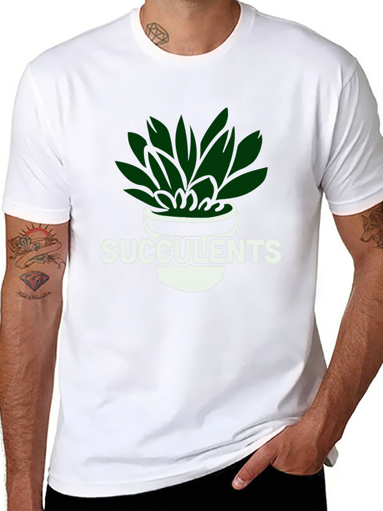 Succulents Graphic Tee - Black Cotton T-Shirt