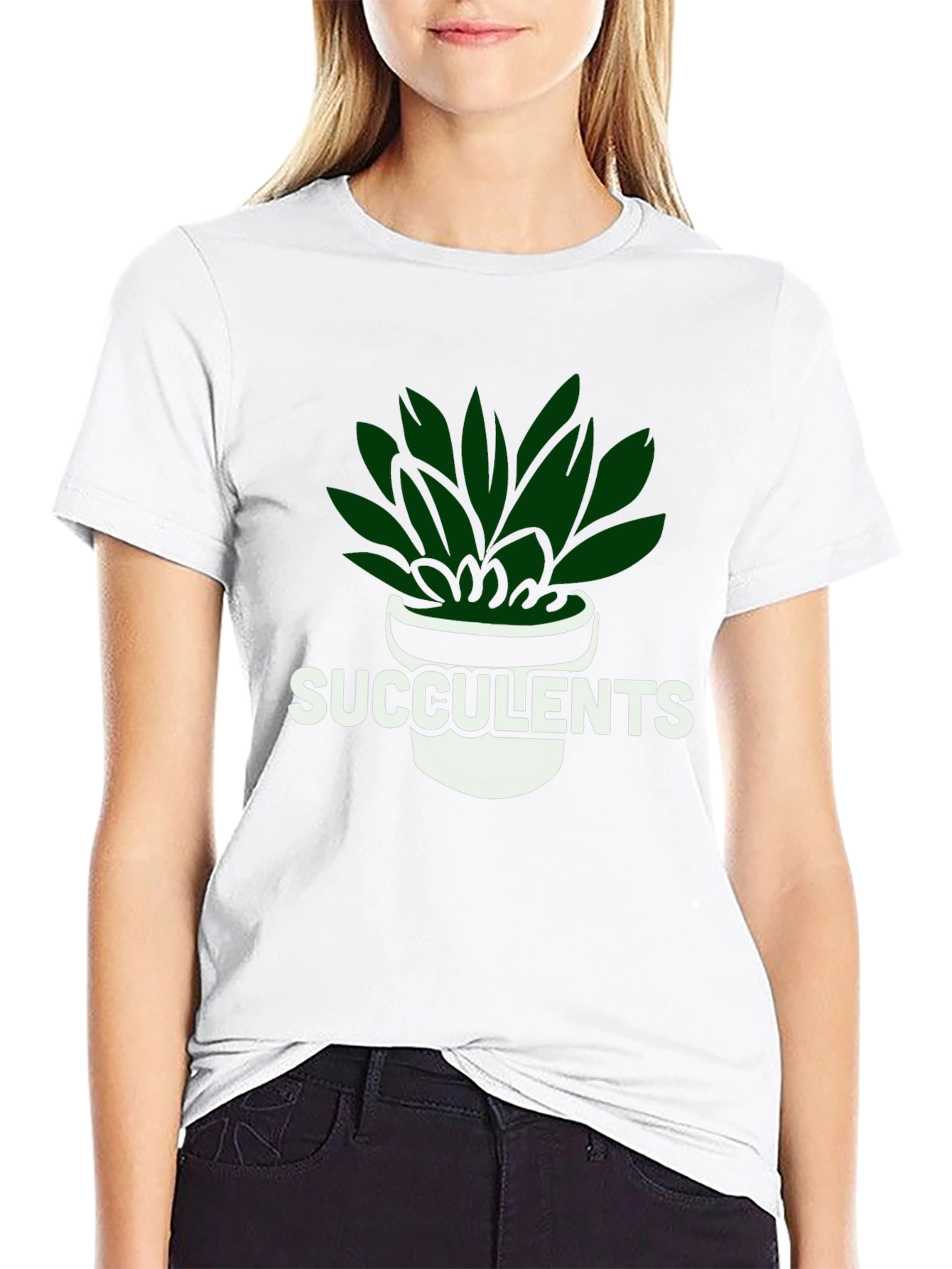 Succulents Graphic Tee - Black Cotton T-Shirt