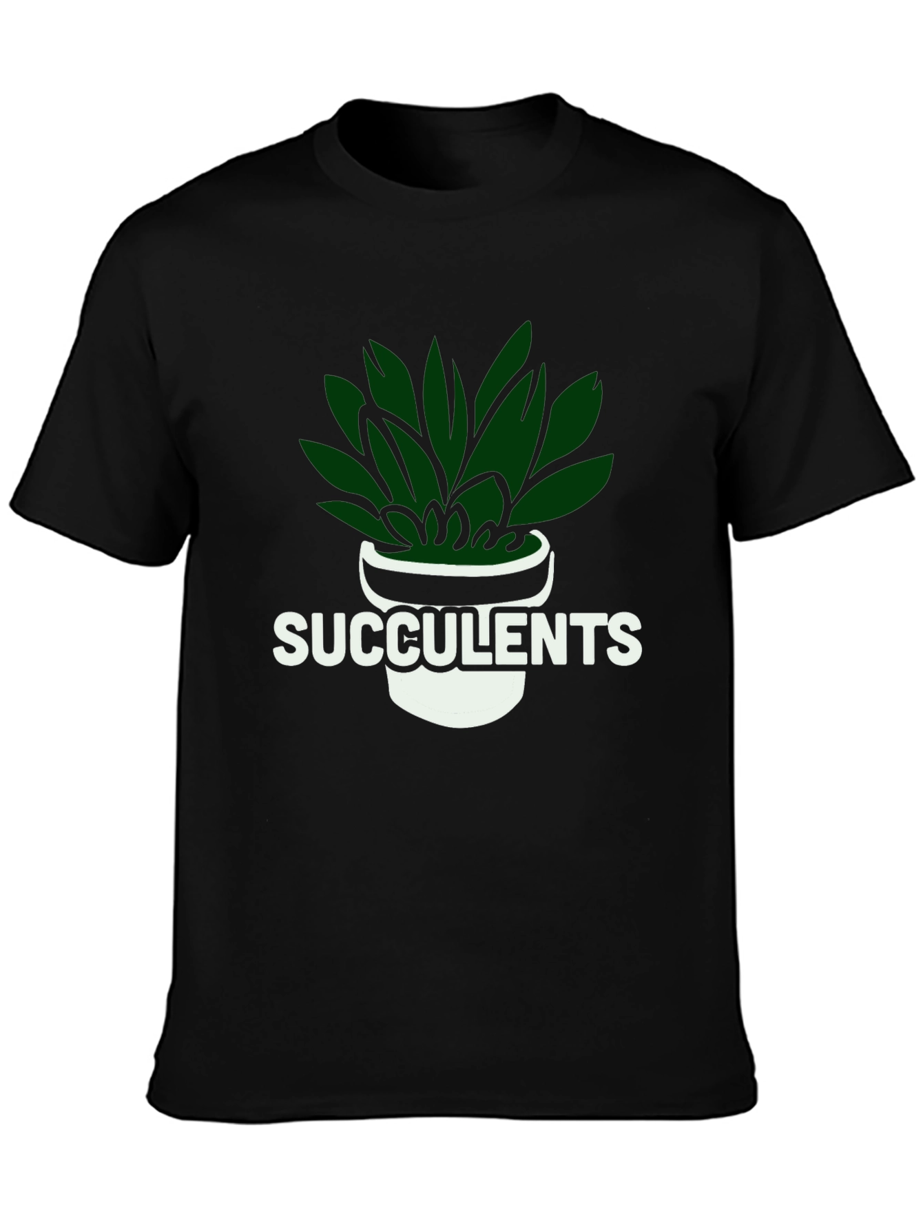 Succulents Graphic Tee - Black Cotton T-Shirt