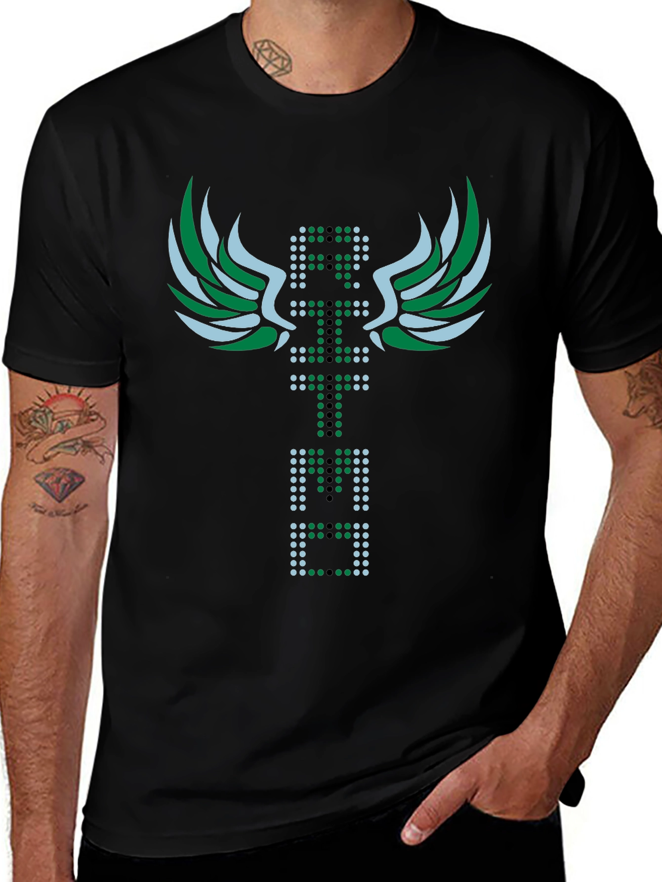 Abstract Graphic Tee - Black Crew Neck