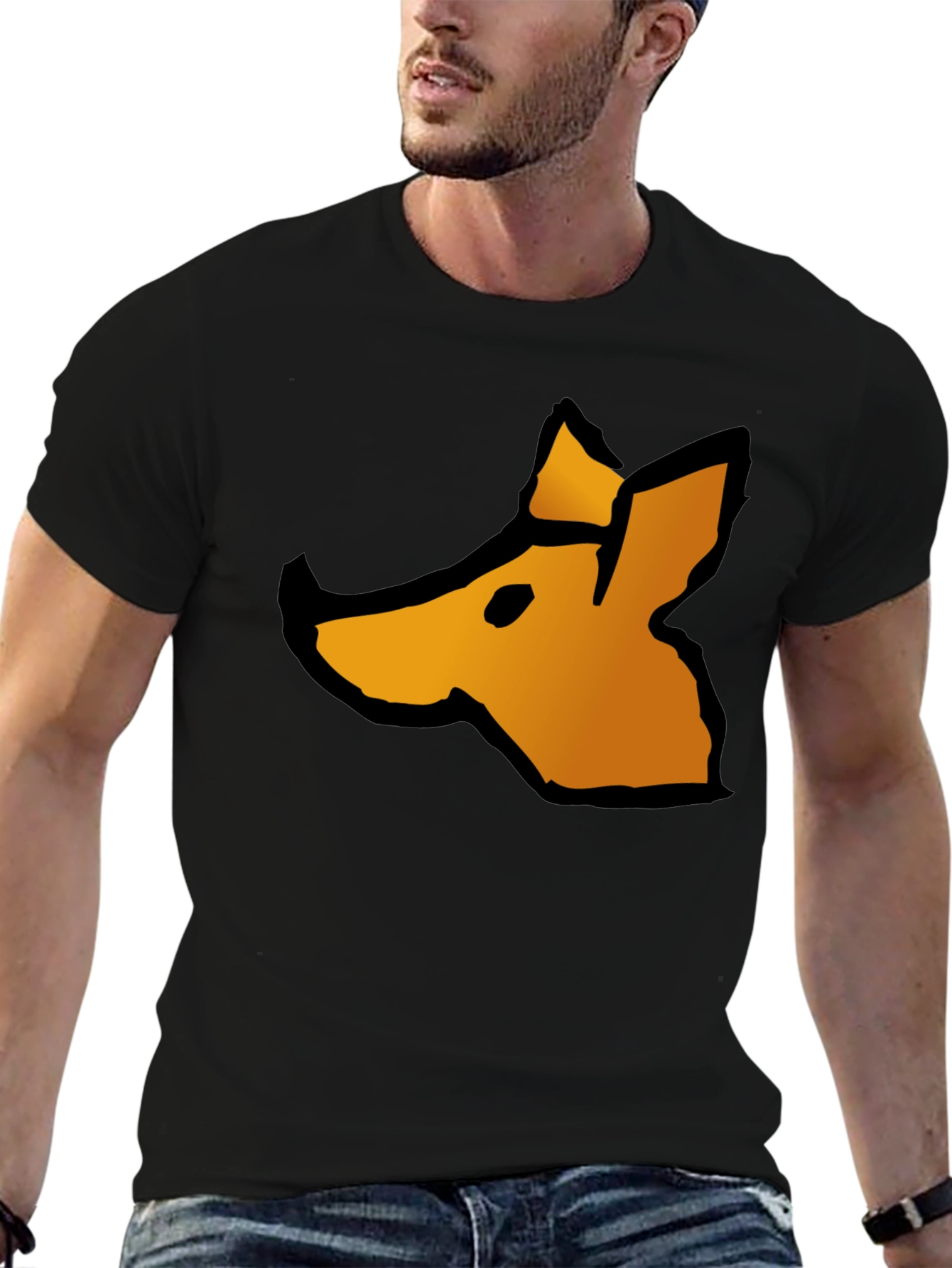 Abstract Fox Graphic Tee - Casual Black T-Shirt