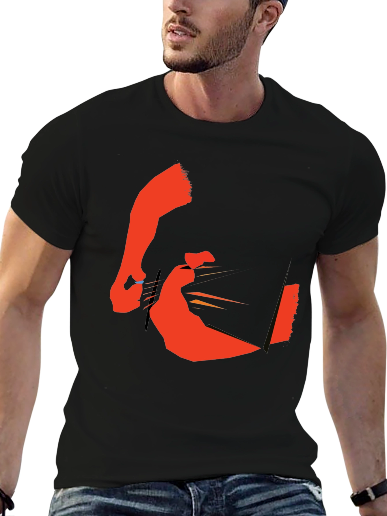 Abstract Graphic Black Crew Neck T-Shirt