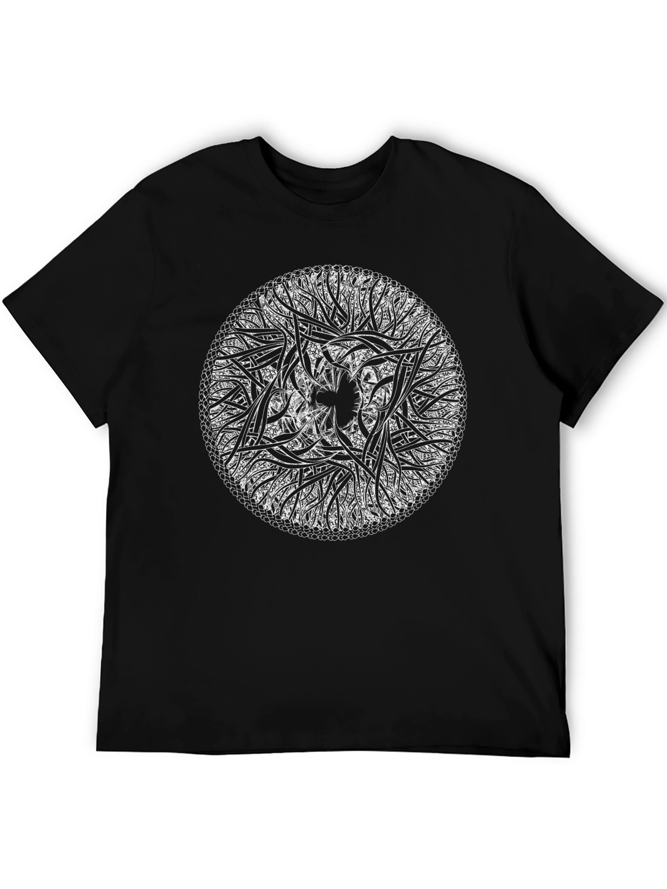 Abstract Circular Design Black T-Shirt