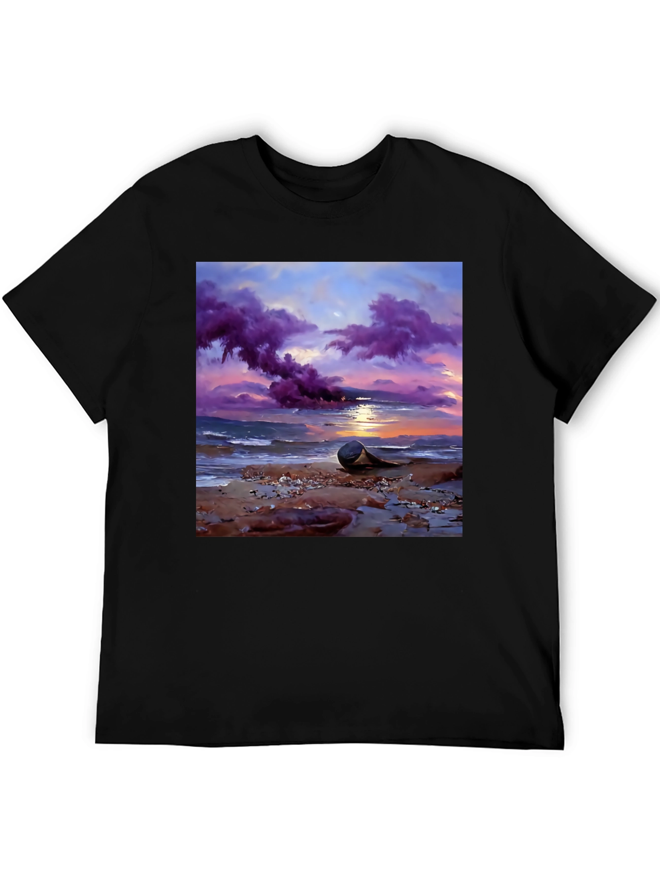 Sunset Beach T-Shirt - Artistic Coastal Design