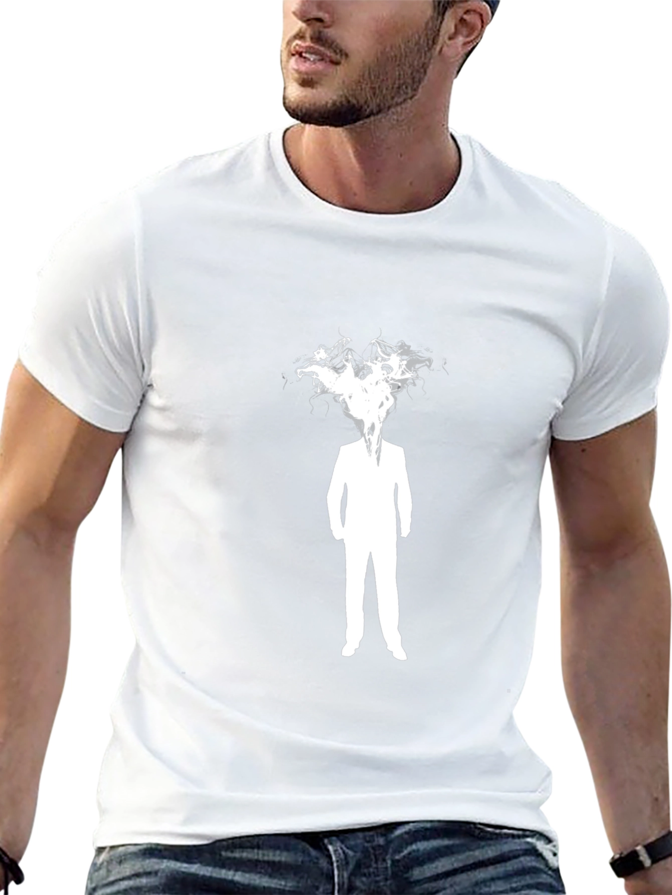 Abstract Man in Suit Graphic Black T-Shirt