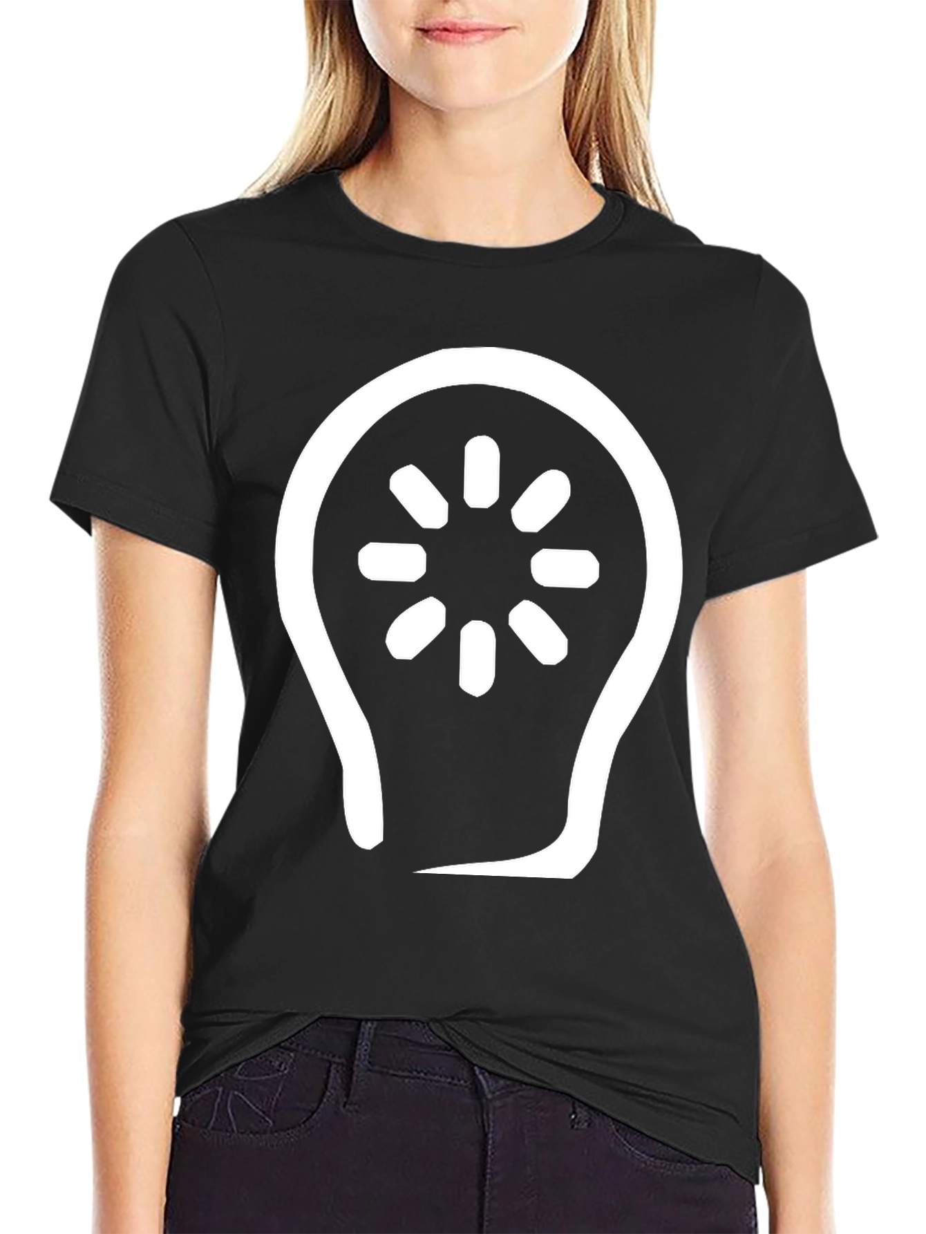 Abstract Light Bulb Graphic Tee - Black Cotton Blend