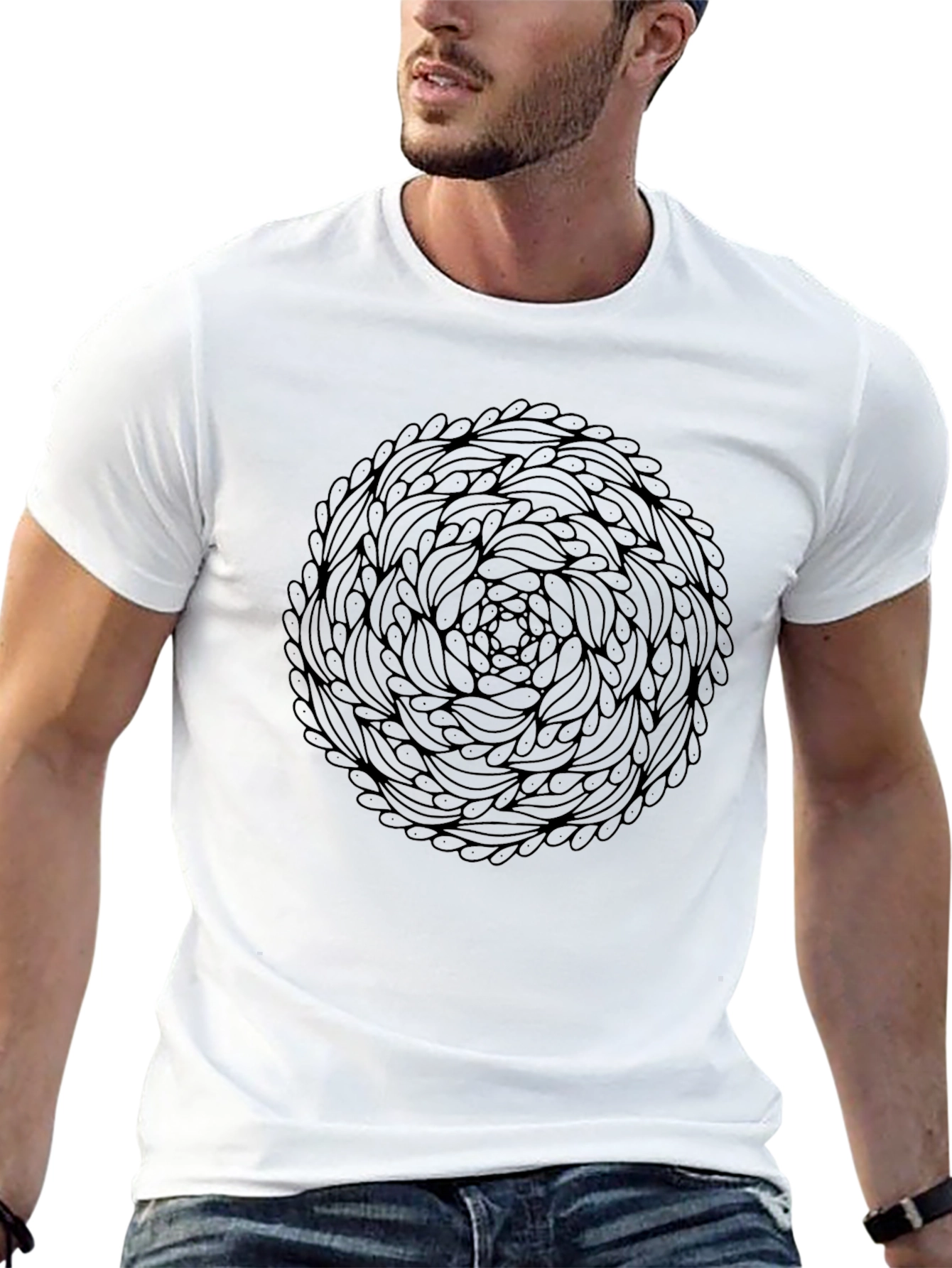 Abstract Mandala Graphic Black T-Shirt