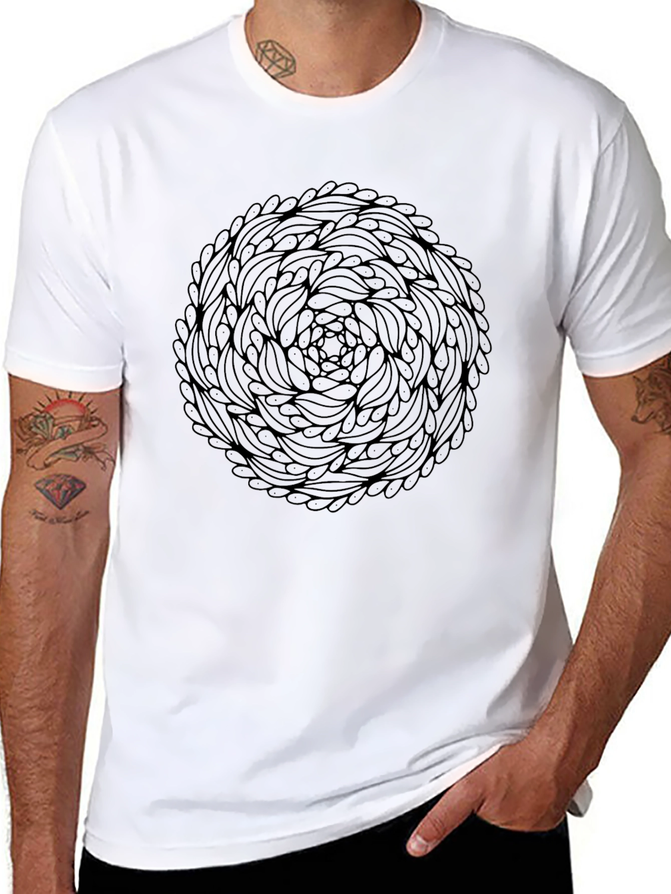 Abstract Mandala Graphic Black T-Shirt