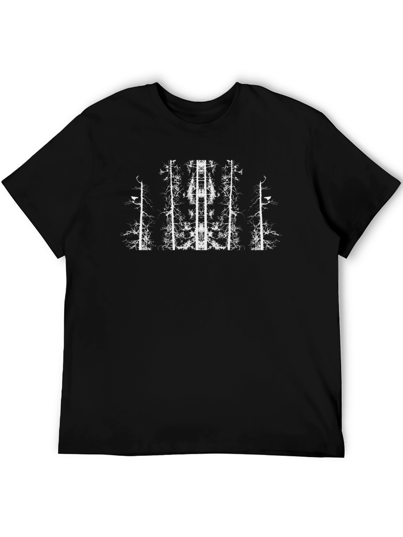 Abstract Forest Graphic Tee - Black Cotton T-Shirt