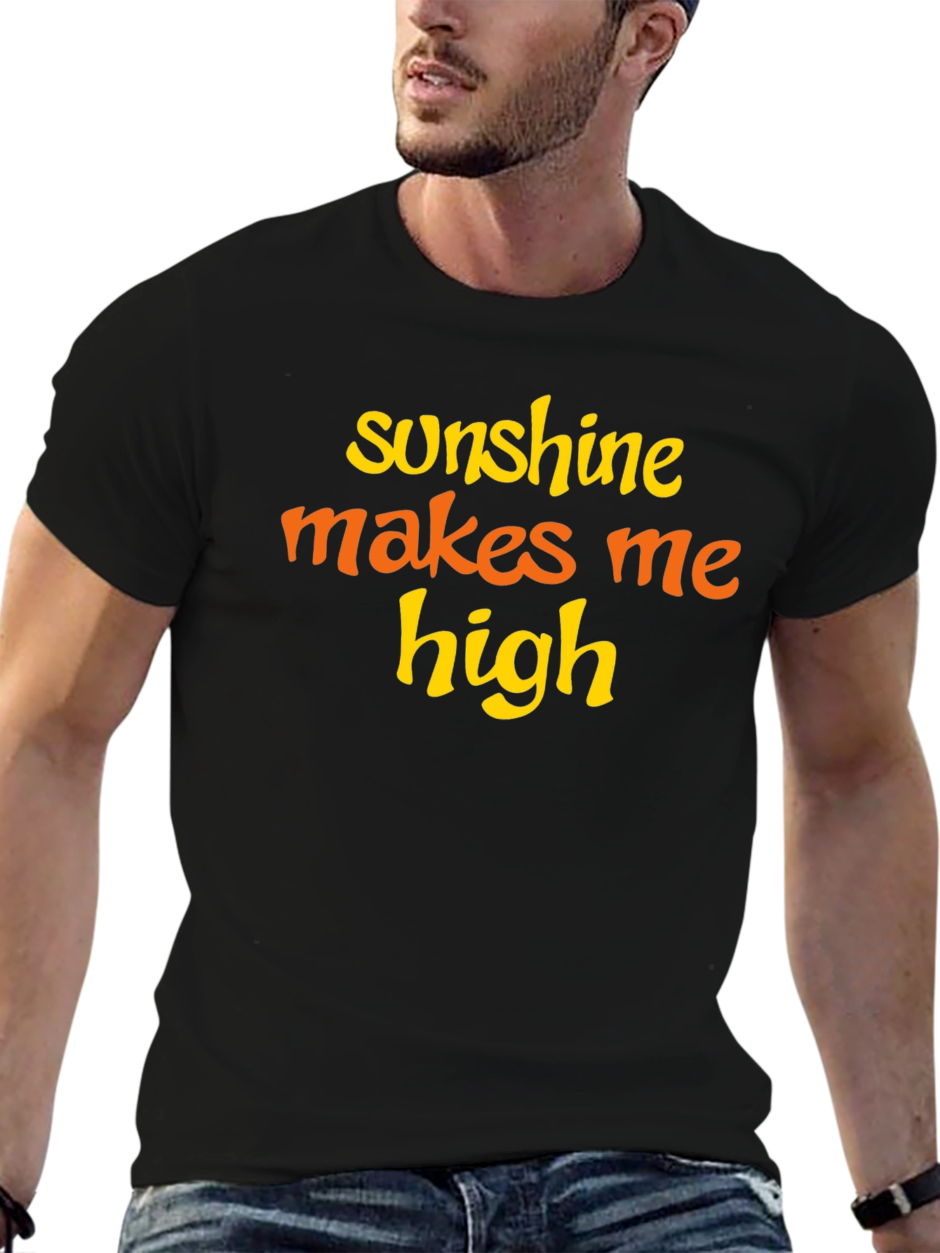Sunshine Makes Me High Graphic Tee - Black