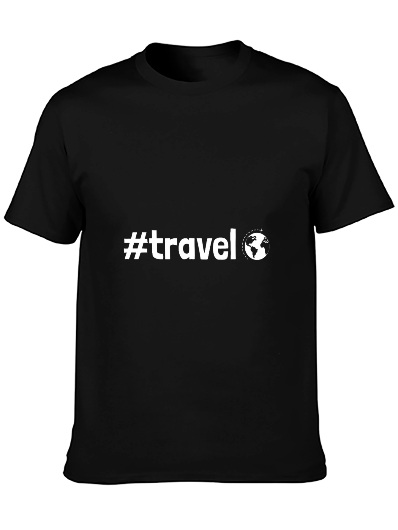 #Travel Black T-Shirt Globe Graphic Tee