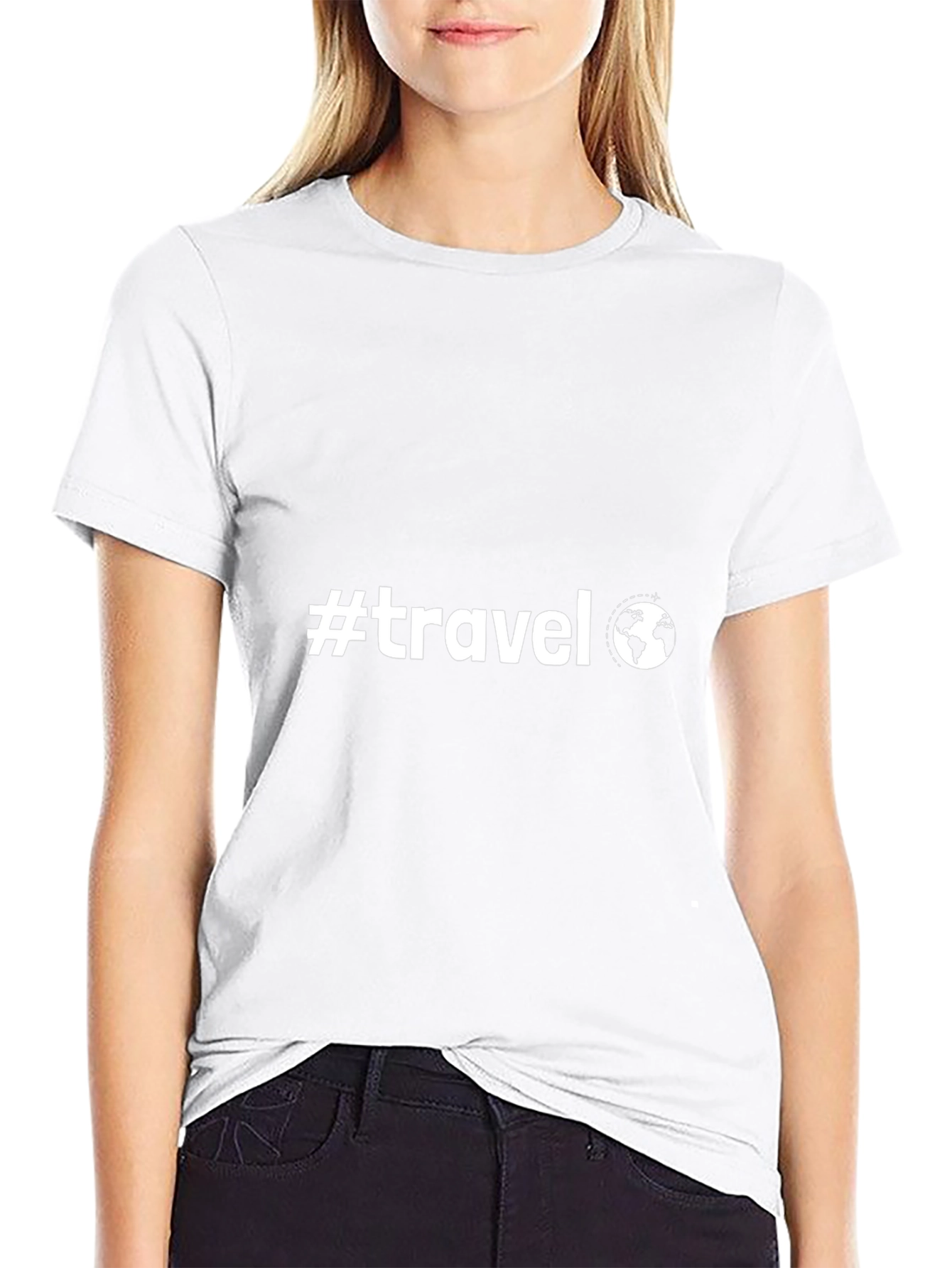 #Travel Black T-Shirt Globe Graphic Tee