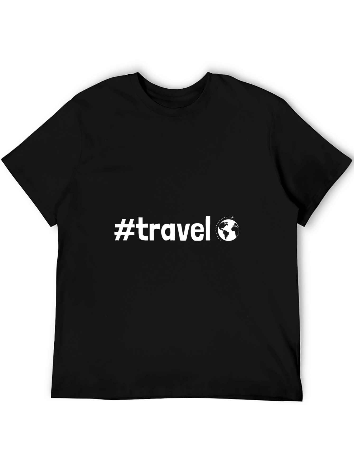 #Travel Black T-Shirt Globe Graphic Tee