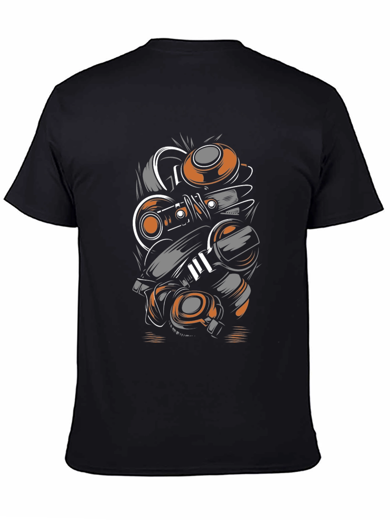 Abstract Mechanic Graphic Black T-Shirt