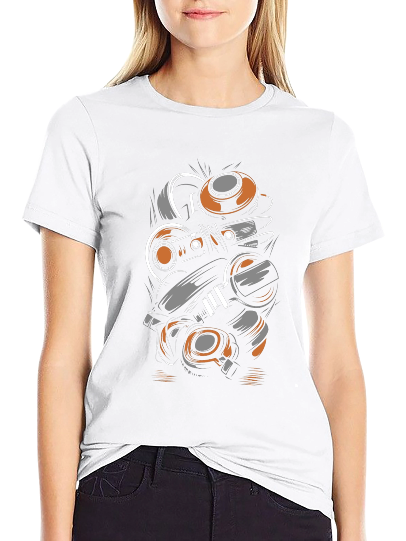 Abstract Mechanic Graphic Black T-Shirt
