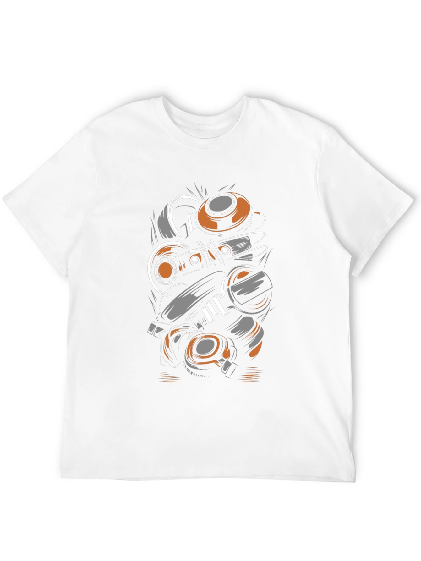 Abstract Mechanic Graphic Black T-Shirt