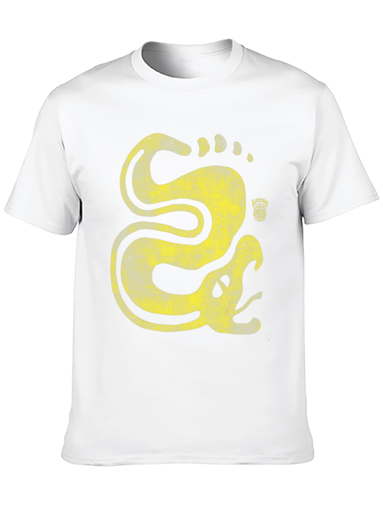 Stylized Snake Graphic Tee - Distressed Print