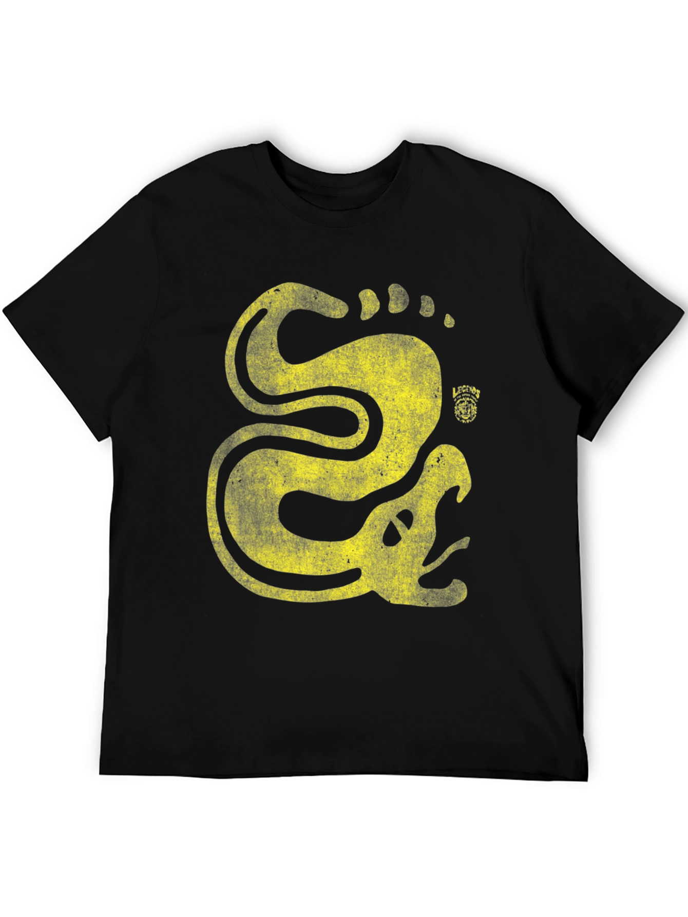 Stylized Snake Graphic Tee - Distressed Print