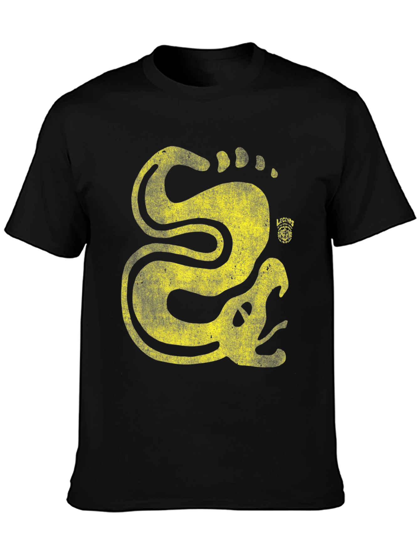 Stylized Snake Graphic Tee - Distressed Print