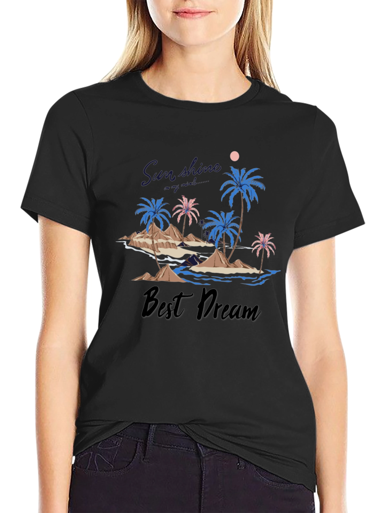 Sunshine Best Dream Black Graphic T-Shirt