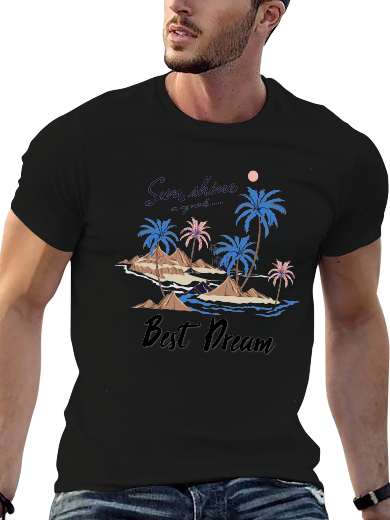 Sunshine Best Dream Black Graphic T-Shirt