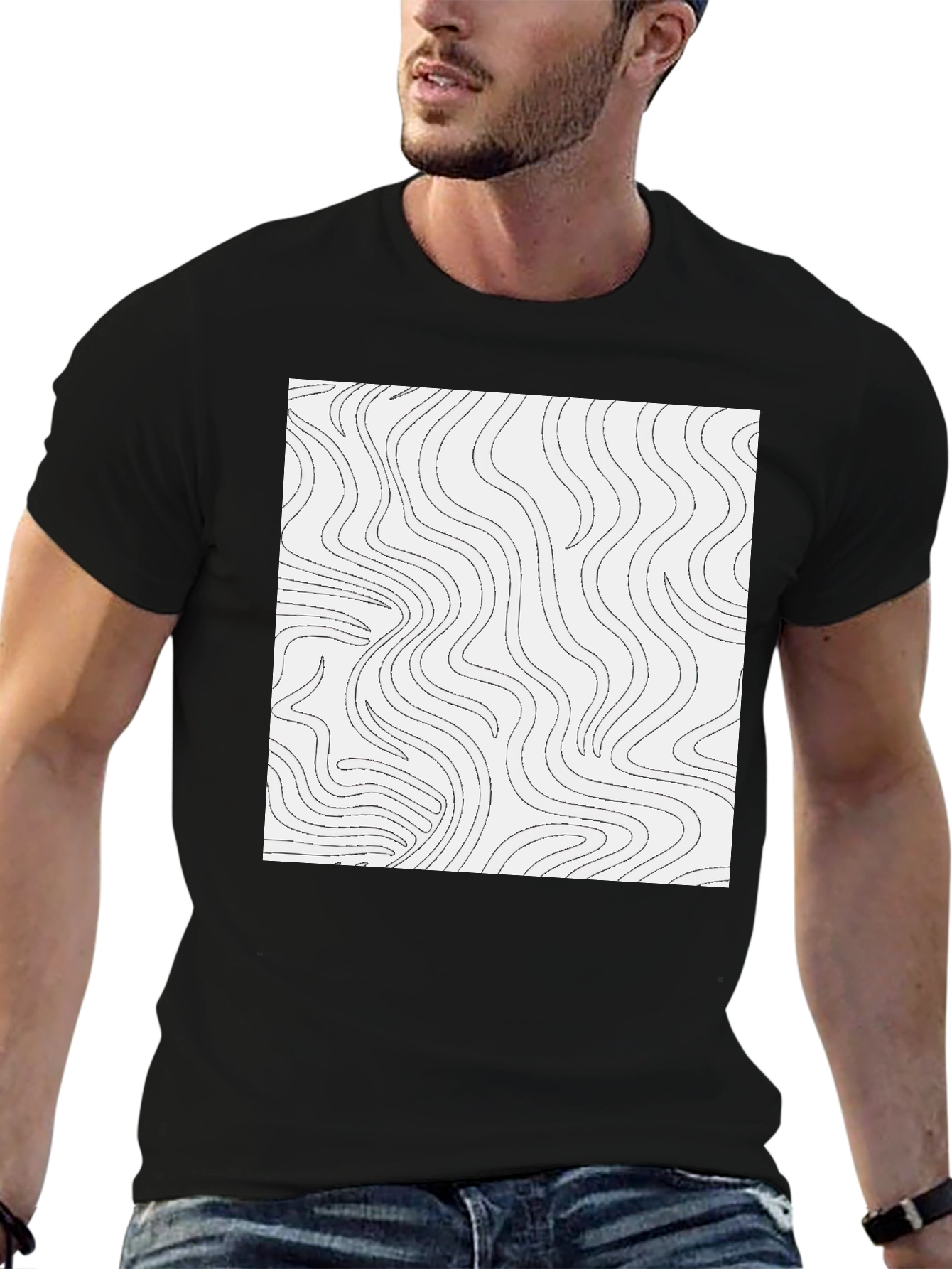 Abstract Lines Graphic Tee - Black