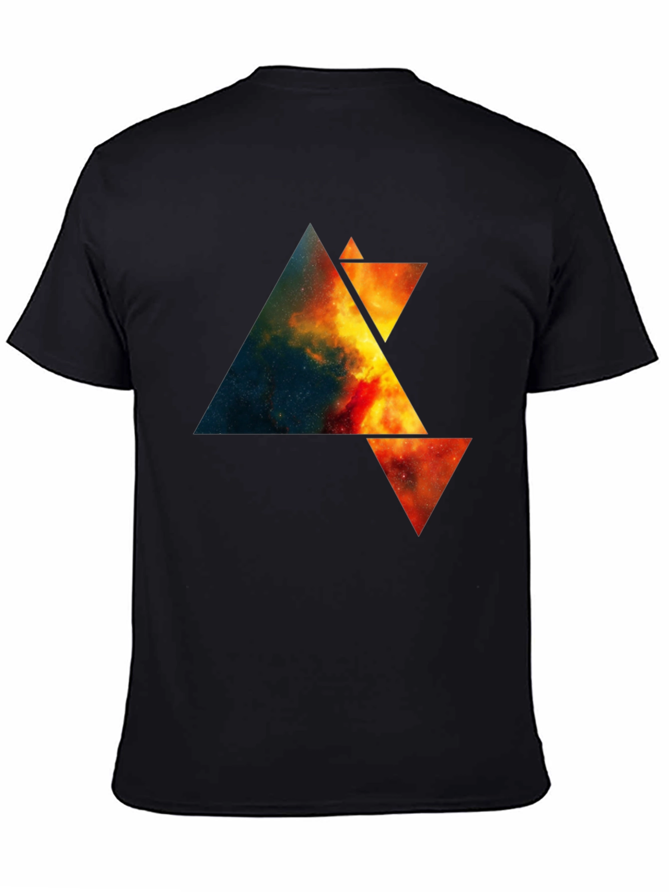 Abstract Space Triangle Graphic Tee - Black