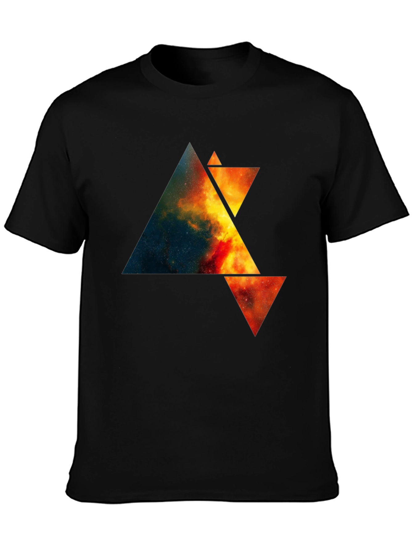 Abstract Space Triangle Graphic Tee - Black
