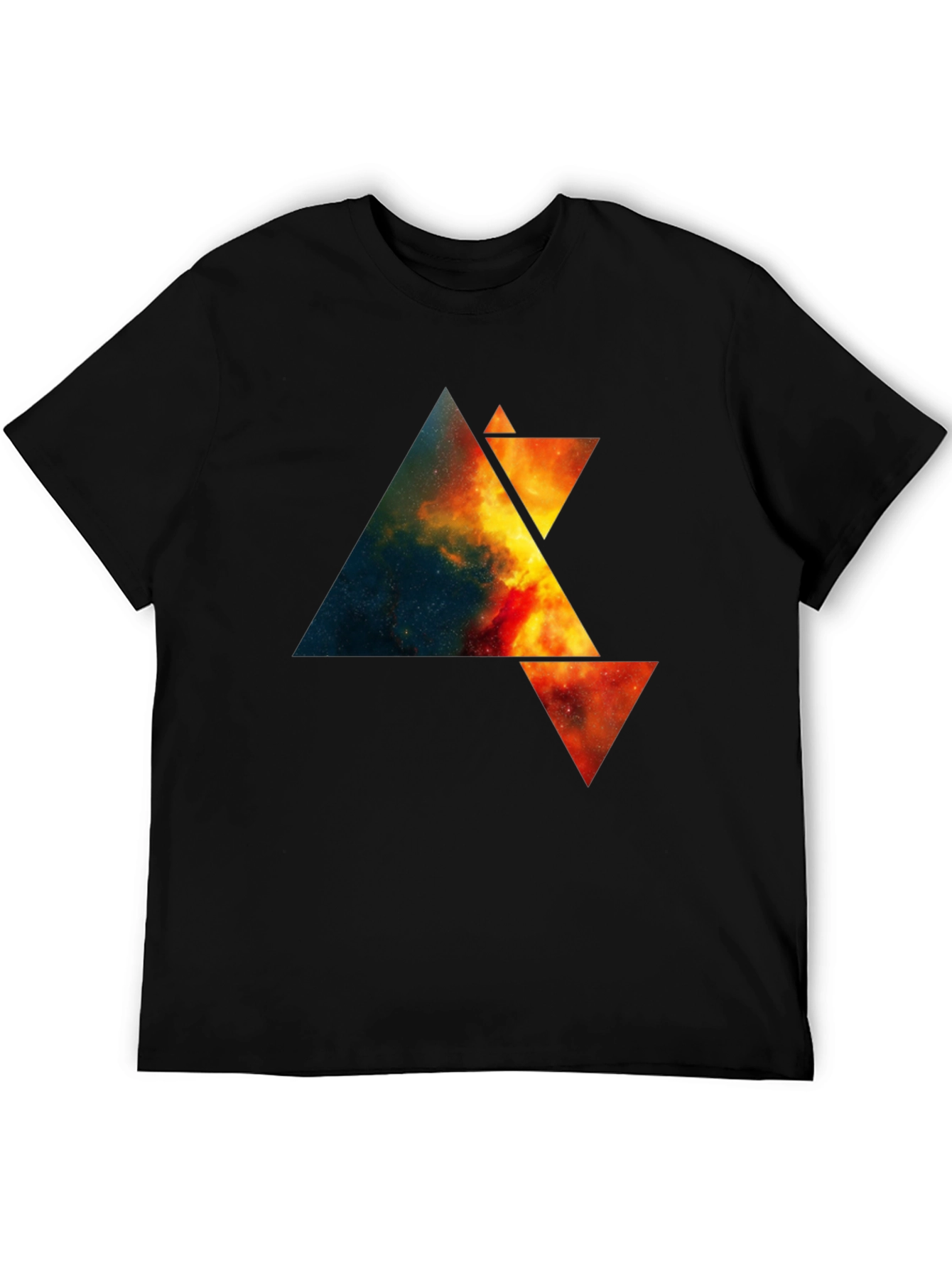 Abstract Space Triangle Graphic Tee - Black