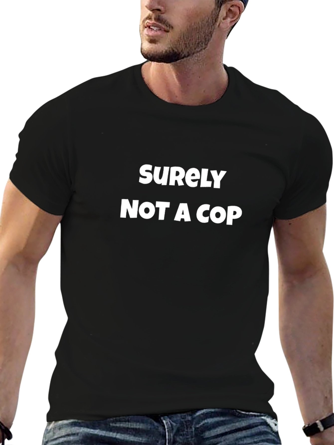 Surely Not A Cop Graphic T-Shirt - Black
