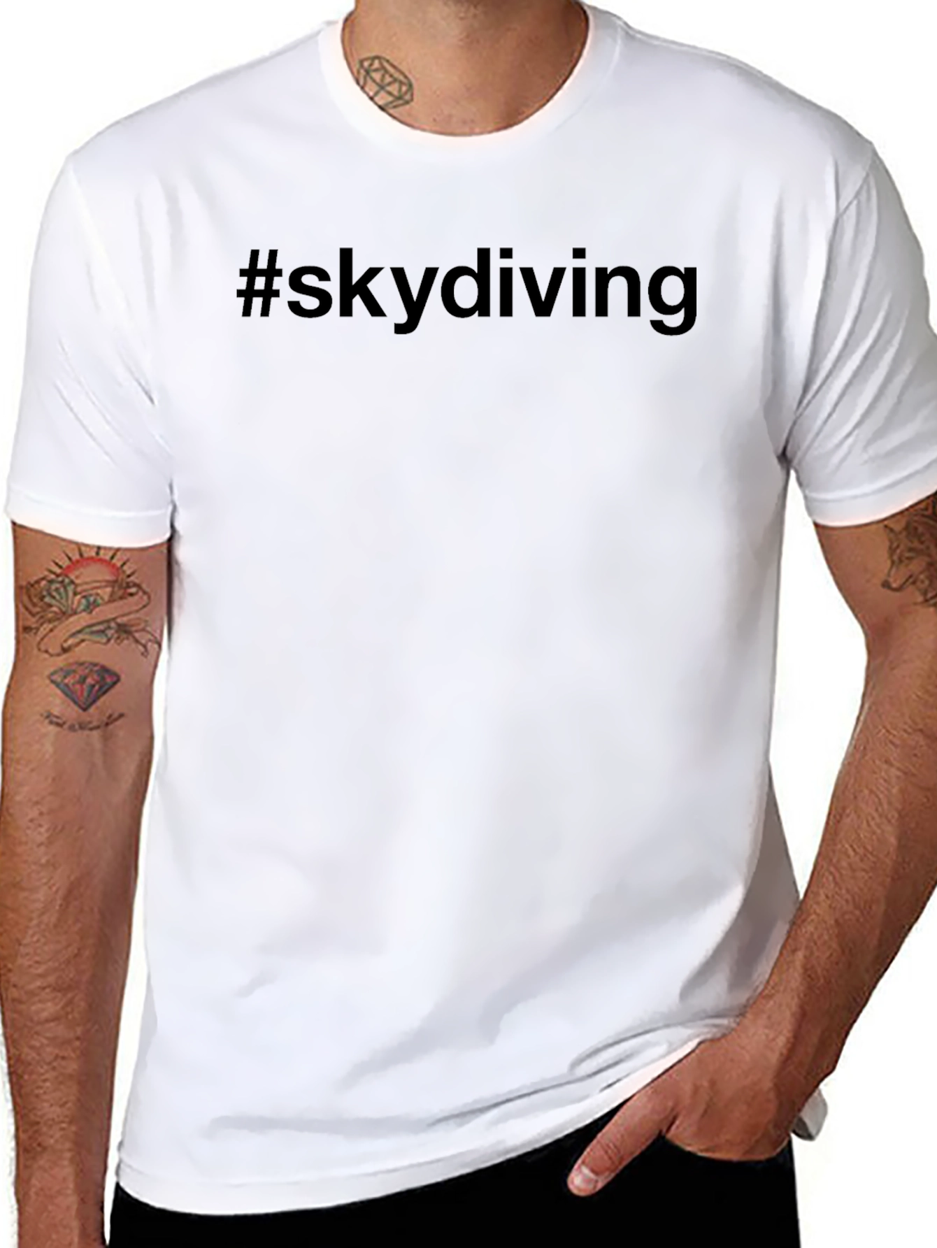 #skydiving Graphic Tee - Black Cotton Casual T-Shirt