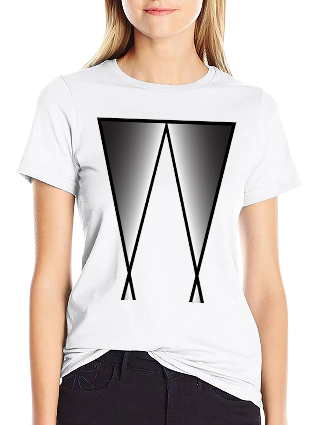 Abstract Triangle Graphic Tee - Modern Black T-Shirt