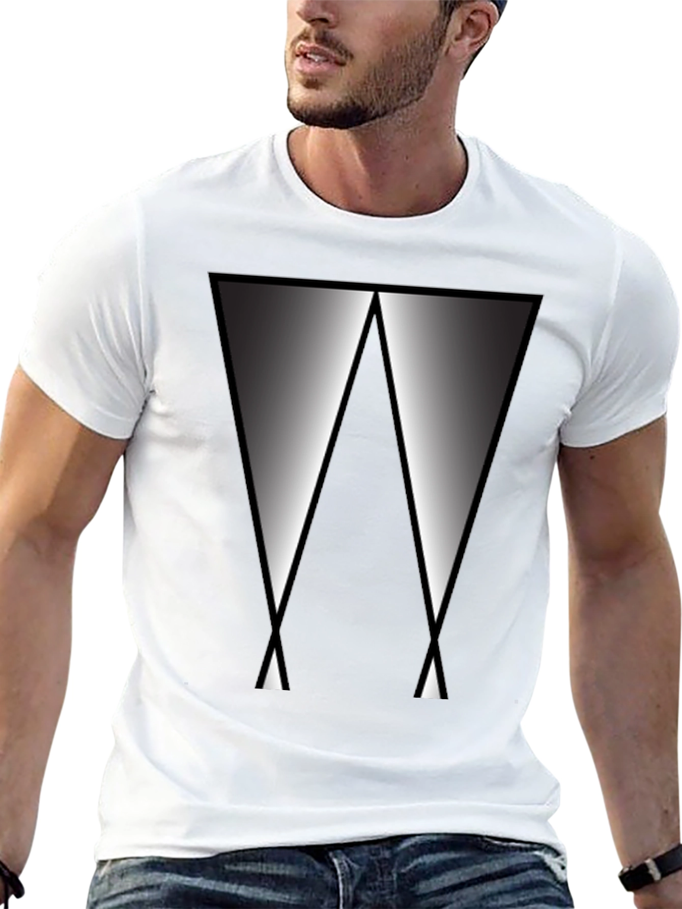 Abstract Triangle Graphic Tee - Modern Black T-Shirt