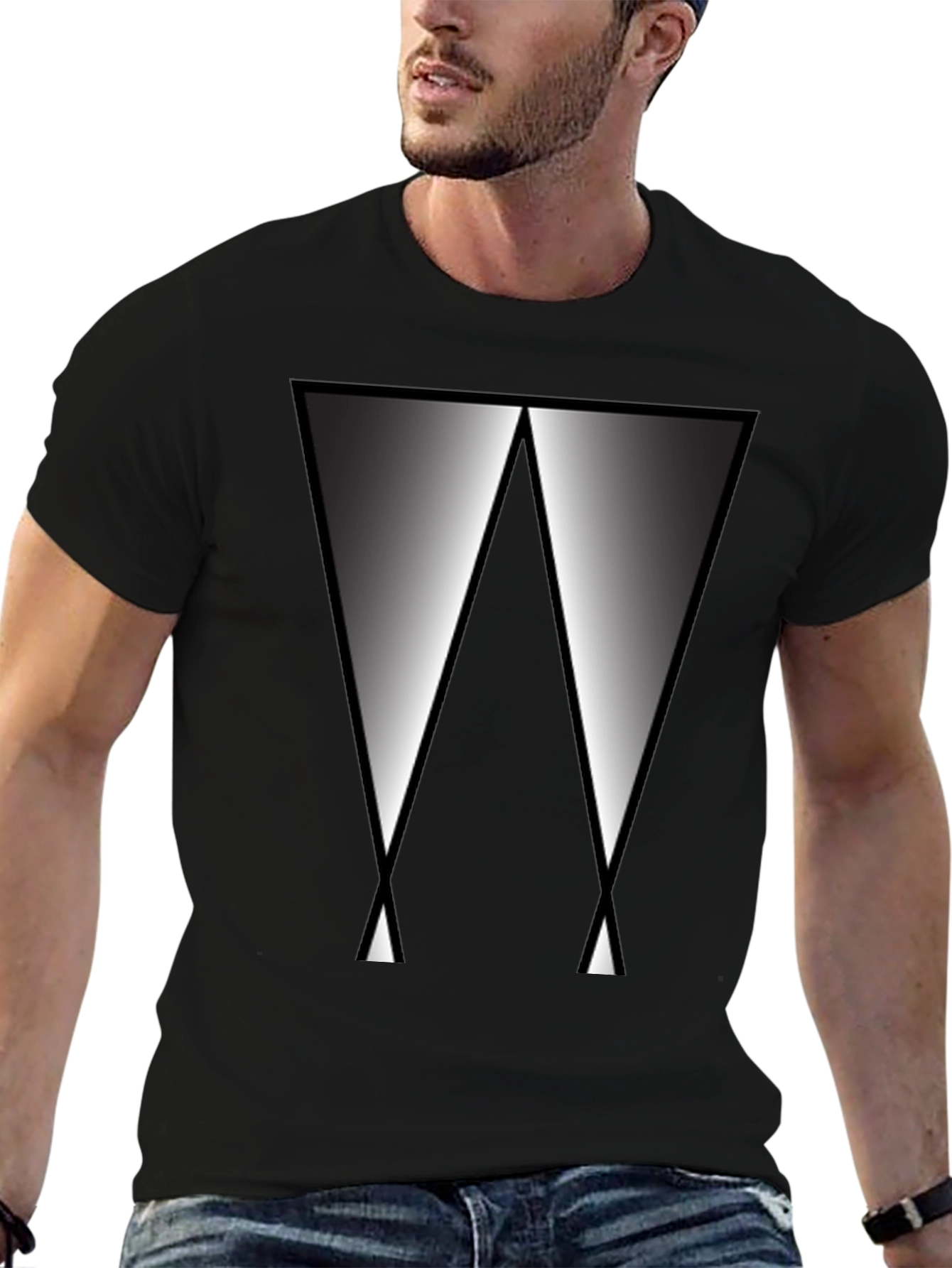 Abstract Triangle Graphic Tee - Modern Black T-Shirt