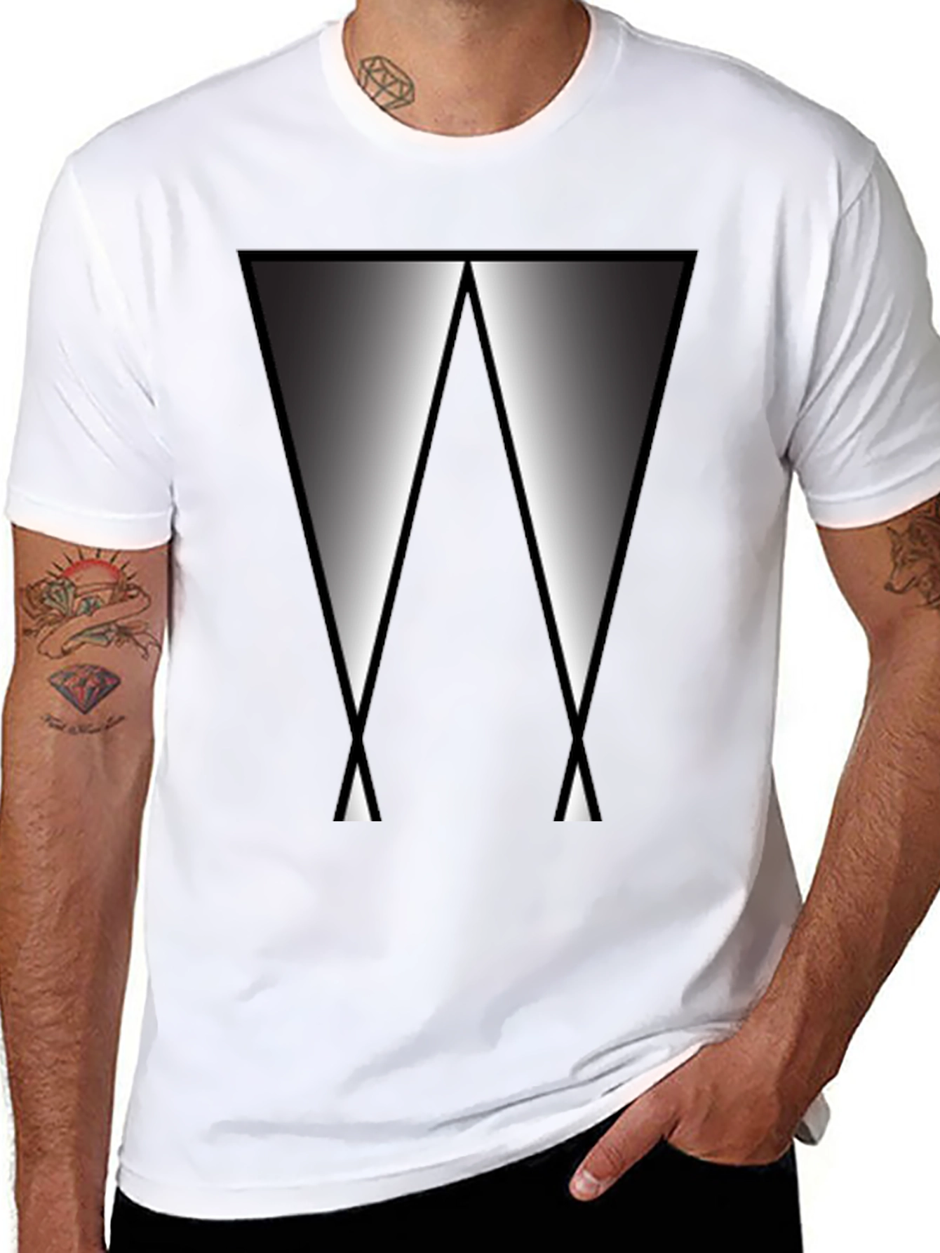 Abstract Triangle Graphic Tee - Modern Black T-Shirt