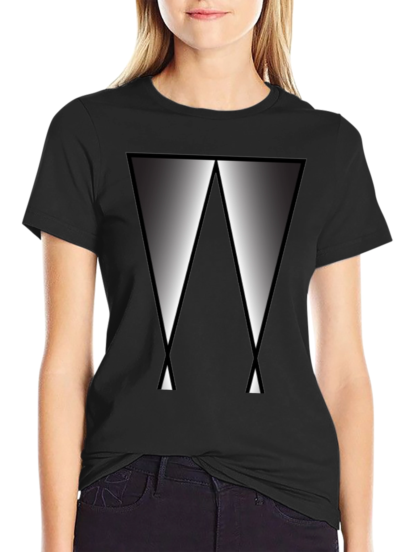 Abstract Triangle Graphic Tee - Modern Black T-Shirt