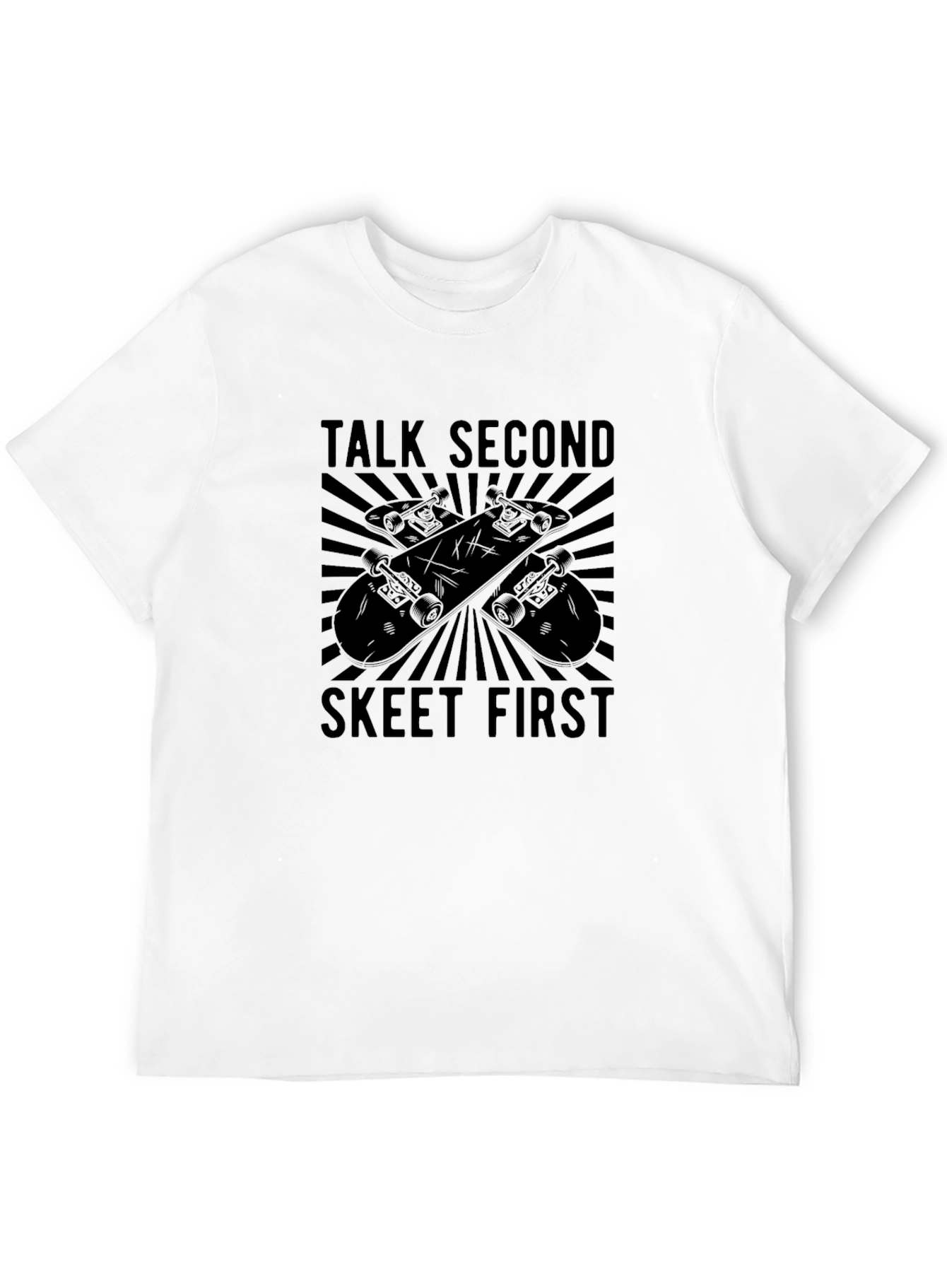Talk Second Skeet First Black Graphic T-Shirt