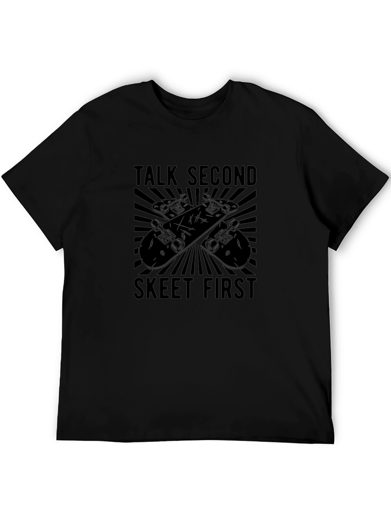 Talk Second Skeet First Black Graphic T-Shirt